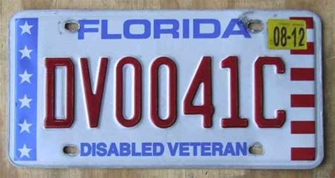 VETERAN - DISABLED - FLORIDA license plate 2012 DV0041C