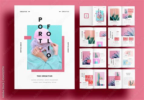 Pink Portfolio Layout Stock Template | Adobe Stock