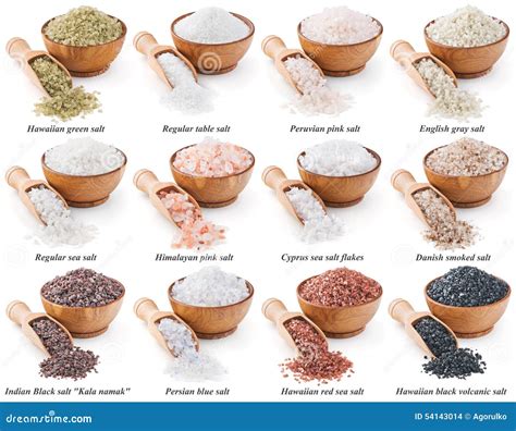 Collection of Different Types of Salt Isolated on Stock Photo - Image of color, label: 54143014