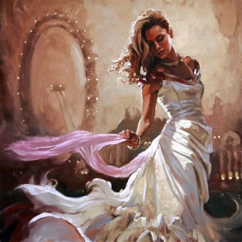 Dancing People Art Oil Painting Lady on white before mirror abstract beautiful Woman Canvas Hand ...