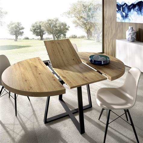 Mesa comedor extensible 110 redonda patas metálicas | climayhogar.com