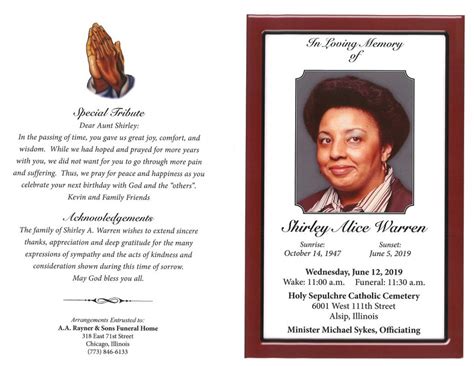 Shirley Alice Warren Obituary | AA Rayner and Sons Funeral Home