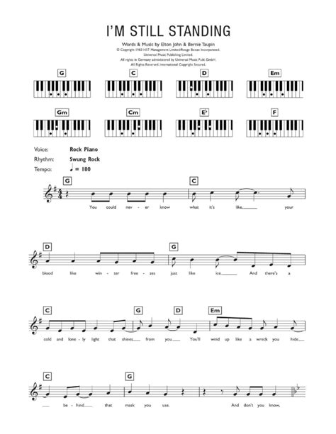 I'm Still Standing By Elton John Bernie Taupin - Digital Sheet Music ...