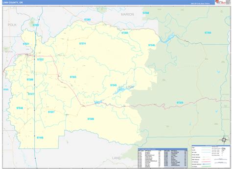 Linn County, OR Zip Code Wall Map Basic Style by MarketMAPS - MapSales