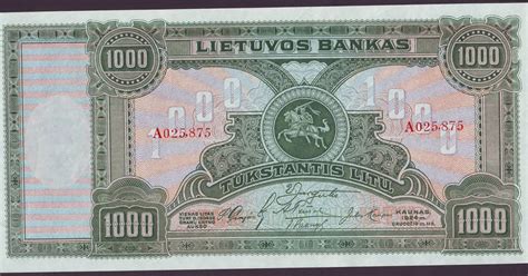 Lithuania banknotes 1000 Litu banknote of 1924|World Banknotes & Coins ...