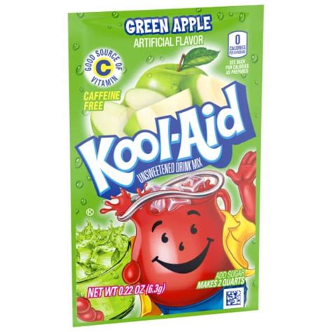 Kool Aid Unsweetened Green Apple Powdered Soft Drink Mix Packet, 0.22 ...