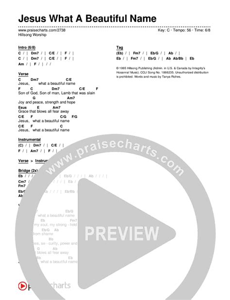 Jesus What A Beautiful Name Chords PDF (Hillsong Worship) - PraiseCharts