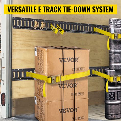 VEVOR E Track Tie-Down Rail Kit, 30PCS 5FT E-Tracks Set Includes 4 Steel Rails & 2 Single Slot ...