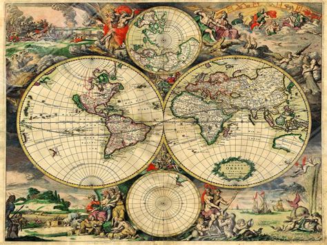 Old World Map Poster, Vintage World Map Print From 1689, Terrarum Orbis ...