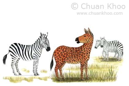 Zebra Spots by Chuan Khoo - Illustrator. Children's Illustrations, Page 1.