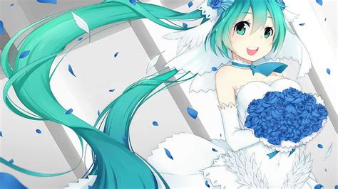 HD wallpaper: anime girls, Vocaloid, Hatsune Miku, wedding dress ...