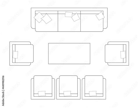 2D CAD plan drawing various sizes and designs of sofa set complete with ...