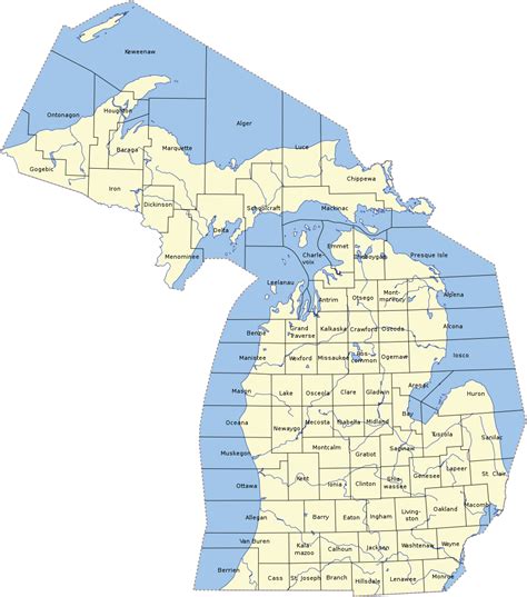 Northern Michigan Counties Map