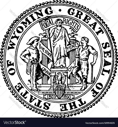 Great seal of the state of wyoming vintage Vector Image