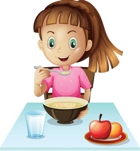 Kid Eating Breakfast Clip Art, Vector Images & Illustrations - iStock