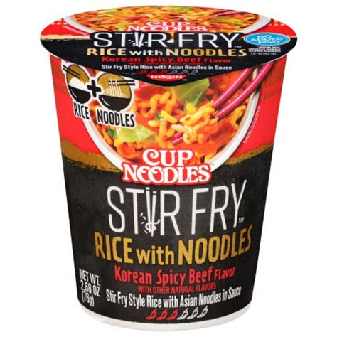 Nissin Cup Noodles Stir Fry Korean Spicy Beef Flavor Rice with Noodles ...