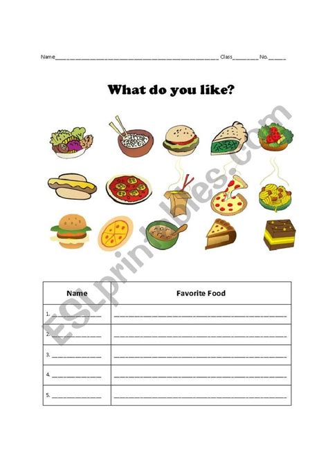 What food do you like? - ESL worksheet by minatoz | Esl worksheets ...