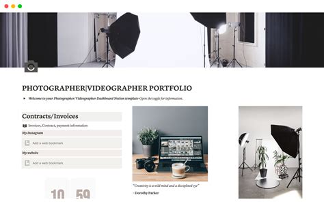 PHOTOGRAPHER | VIDEOGRAPHER PORTFOLIO Template | Notion Marketplace