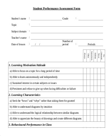 FREE 9+ Performance Assessments in MS Word | PDF