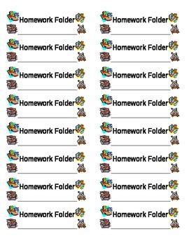 Homework folder labels by Holly Pratt | Teachers Pay Teachers