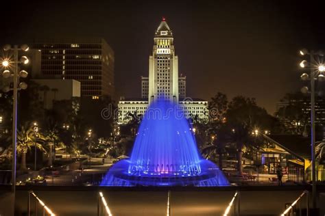 Grand Park Fountain City Hall Stock Photo - Image of building ...