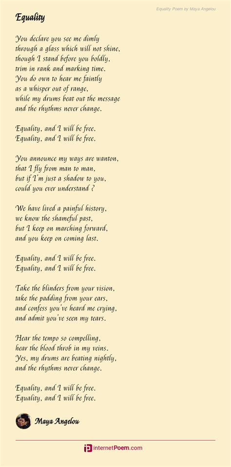 Equality Poem by Maya Angelou