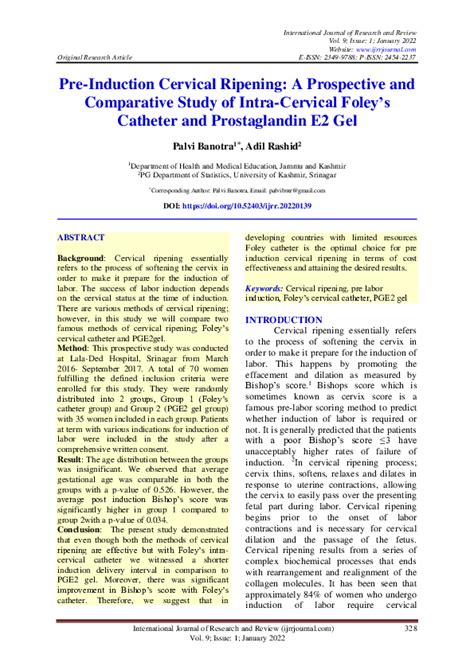 (PDF) Pre-Induction Cervical Ripening: A Prospective and Comparative Study of Intra-Cervical ...