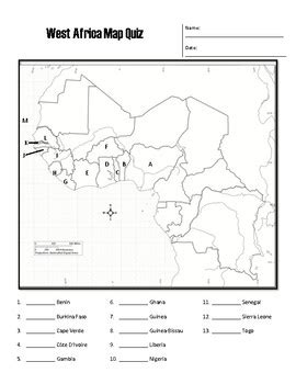 West Africa Map Quiz by Reading Humanities Resources | TpT