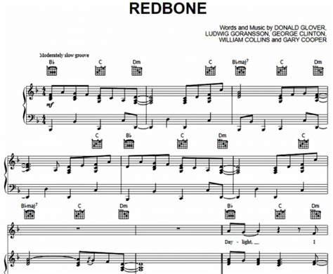 Childish Gambino - Redbone Free Sheet Music PDF for Piano | The Piano Notes