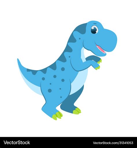 Cute cartoon blue dinosaur for kids Royalty Free Vector