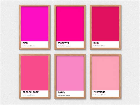 Pink Magenta Palette Colors Set of 6. Dorm Room Decor. Color Block ...