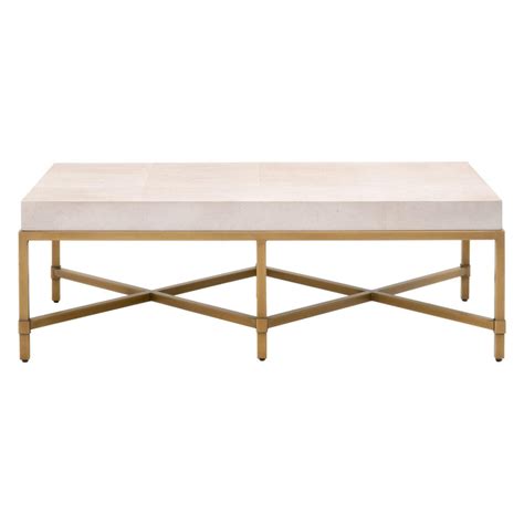 Stacey White Shagreen Coffee Table – Bone & Brass