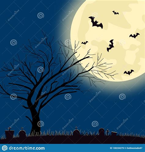 Halloween Silhoutte Background Stock Illustration - Illustration of ...