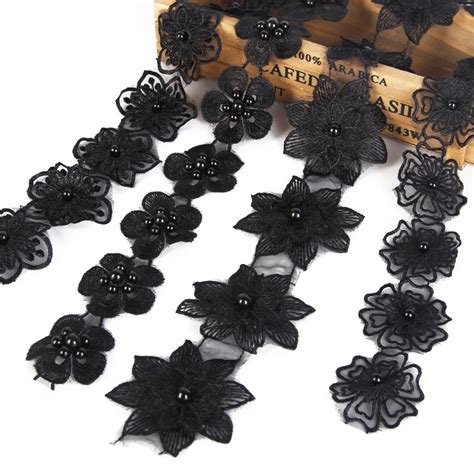 David accessories black Flower Lace Trim Embroidery Sewing Fabric Ribbon DIY Garment Accessories ...