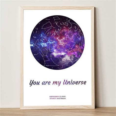 Space star map, Custom digital star chart, Galaxy poster, Gift by date ...