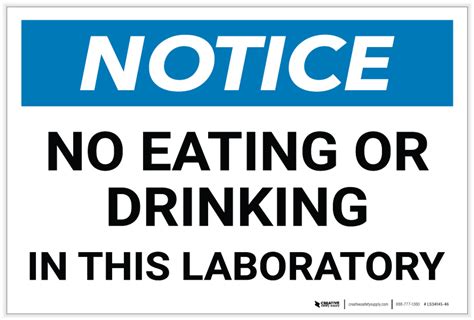 Notice: No Eating Drinking In Laboratory - Label