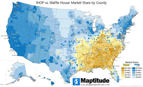 Maptitude Map: Brand Market Share - IHOP vs Waffle House