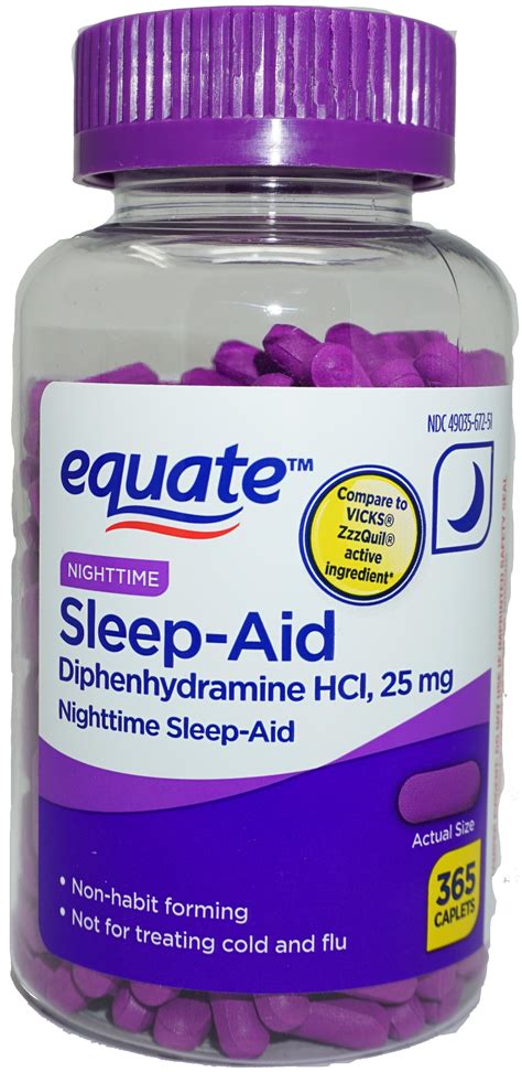 Equate NightTime Sleep-Aid Caplets, 25 mg, 365 Count - Walmart.com - Walmart.com