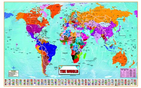 LARGE huge laminated WORLD MAP Poster Wall Chart Latest Ed New Sealed 36X24 inches with country ...