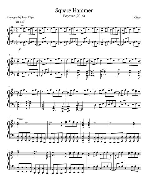 Square Hammer - Ghost (Piano Cover) sheet music for Piano download free in PDF or MIDI