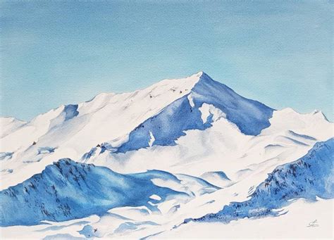 Landscape and snowy mountains Painting by Svetlana Lileeva | Saatchi Art