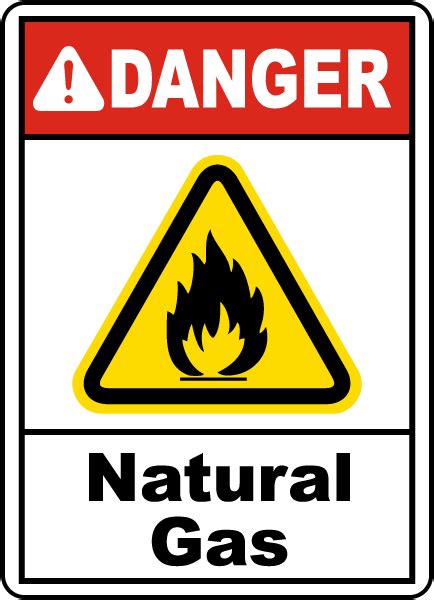 Danger Natural Gas Sign - Save 10% Instantly