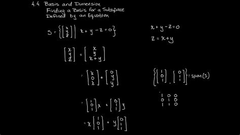 Finding a Basis for a Subspace Defined by an Equation - YouTube