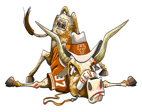 Defeated Texas Longhorn Mascot Cartoon Caricature Illustration | The ...