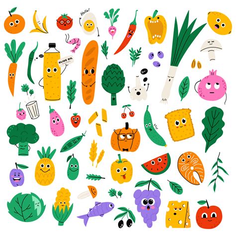 Cartoon food characters collection 23962483 Vector Art at Vecteezy