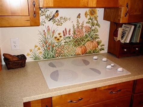 "Espinosa's Flower Garden" diagonal kitchen backsplash tile mural-installed - Traditional ...