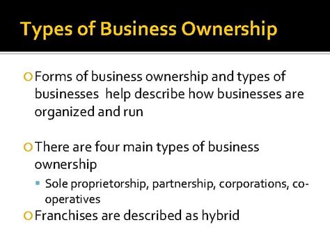 2 1 Types of Business Ownership Types of