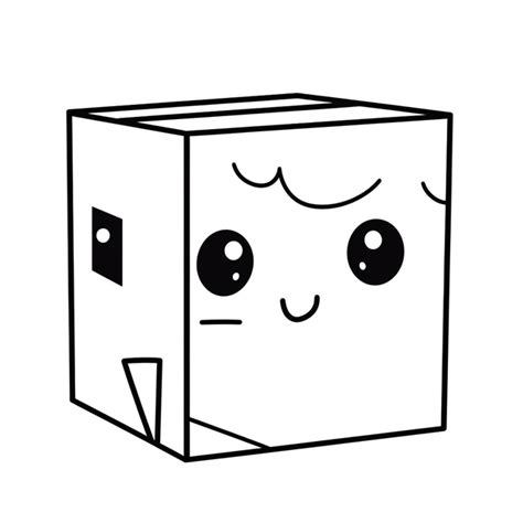 Drawing Of A Cute Box Shaped Face, Basic Simple Cute Cartoon Box ...