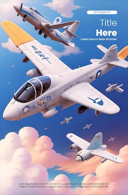 Flyer template design with aircraft theme 3d illustration | Premium AI ...