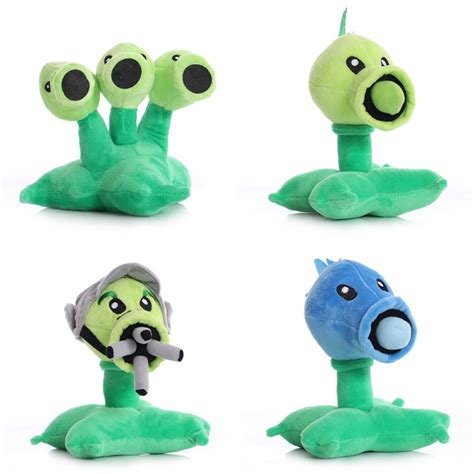 1pcs 17cm Plants vs Zombies Plush Toys PVZ Plants Peashooter Split Pea ...